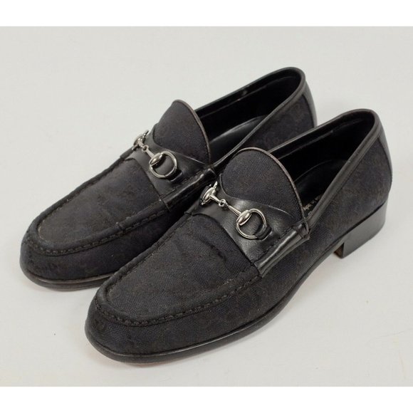 90s Tom Ford for GUCCI sz 7.5 B monogram GG loafers shoes black horsebit Y2K - Picture 1 of 8